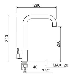 Смеситель для кухни РМС SUS124-017F-1 нержавеющая сталь
